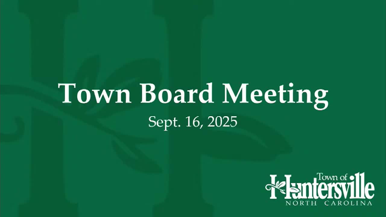 Thumbnail image for Huntersville Town Board Meeting 9-16-25