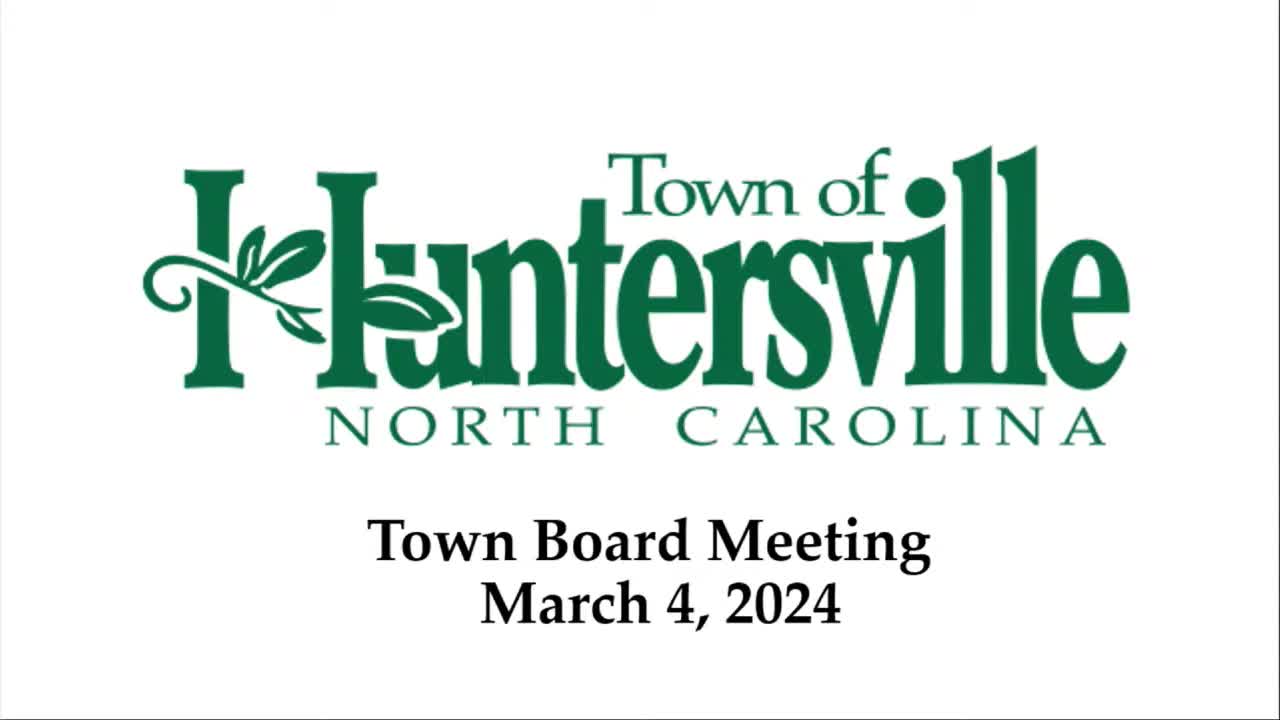 Thumbnail image for Huntersville Town Board Meeting - March 4, 2024