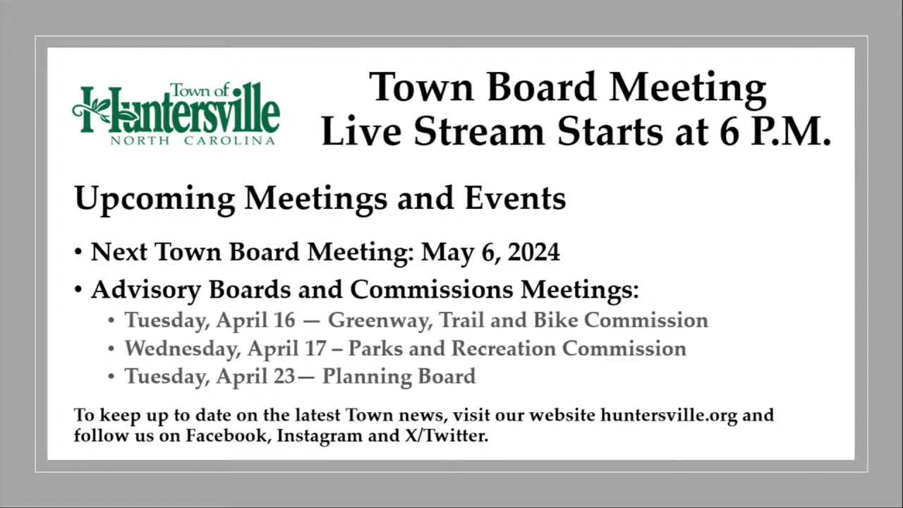 Thumbnail image for Huntersville Town Board Meeting 4-15-24