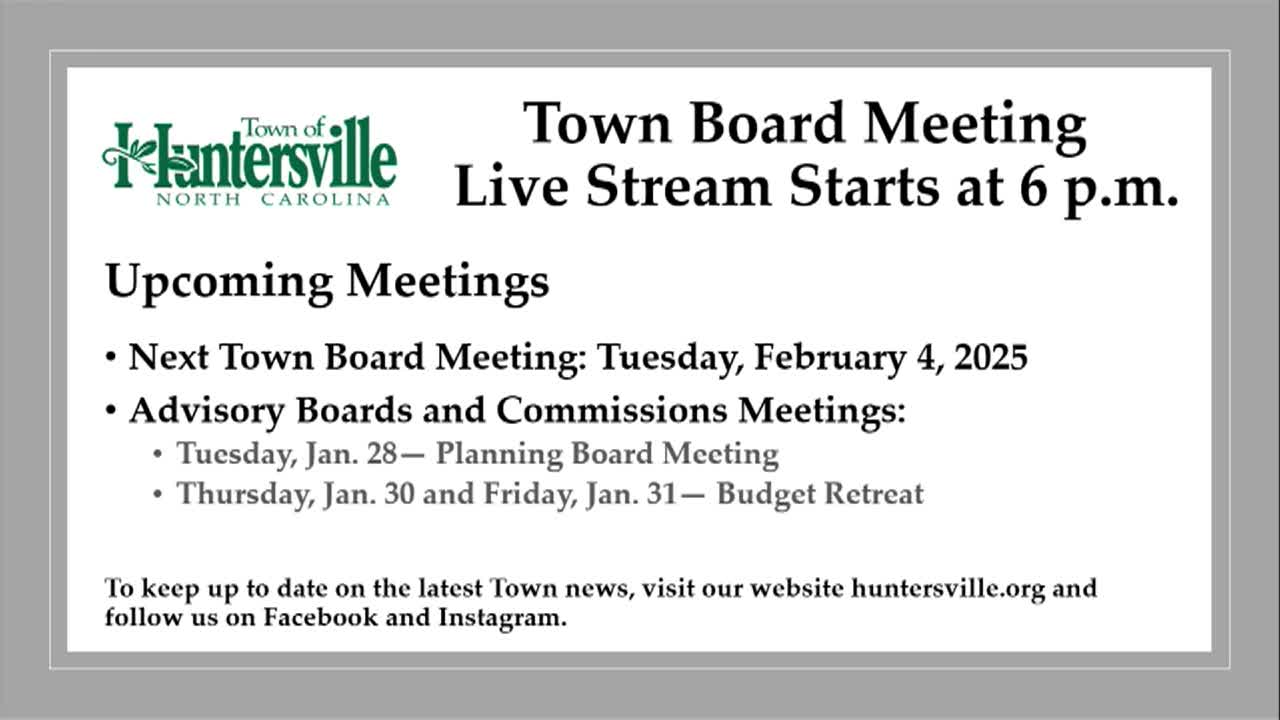 Thumbnail image for Huntersville Town Board - January 21, 2025
